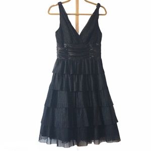 Connected Apparel Tiered Ruffle black dress size 6